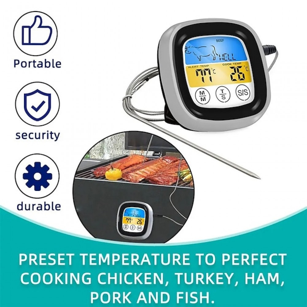 Digital Meat Thermometer BBQ Kitchen Cooking Thermometer With Waterproof Probe Timer Backlight Oven Thermometer Kitchen Gadgets
