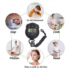 Digital LCD Timer Stopwatch, Handheld Sports Chronograph Stop Watch, Professional Portable Stopwatch
