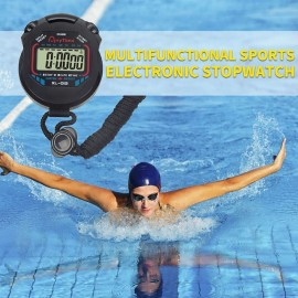 Digital LCD Timer Stopwatch, Handheld Sports Chronograph Stop Watch, Professional Portable Stopwatch
