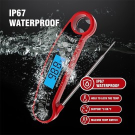 Digital Instant Read Meat Thermometer with Probe for Grilling BBQ Cooking Baking Liquids & Candy
