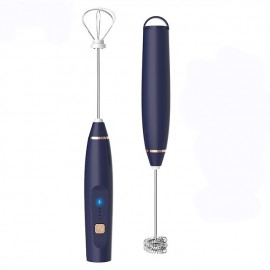 1pc Handheld Coffee Frother, USB-Rechargeable Hand Frother, With 2 Stainless Whisks, 3-Speed Adjustable Handheld Milk Frother For Cappuccinos, Hot Chocolate, Milkshakes, Egg Mix
