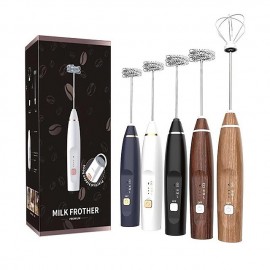 1pc Handheld Coffee Frother, USB-Rechargeable Hand Frother, With 2 Stainless Whisks, 3-Speed Adjustable Handheld Milk Frother For Cappuccinos, Hot Chocolate, Milkshakes, Egg Mix
