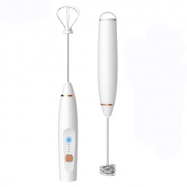 1pc Handheld Coffee Frother, USB-Rechargeable Hand Frother, With 2 Stainless Whisks, 3-Speed Adjustable Handheld Milk Frother For Cappuccinos, Hot Chocolate, Milkshakes, Egg Mix
