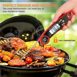 Instant Read Meat Thermometer Kitchen Thermometer Waterproof Ultra Fast Digital Display Food Water Milk Thermometer for Outdoor Cooking BBQ and Kitchen Temperature Tester Household Tool
