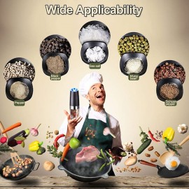 Gravity Electric Pepper Grinder Salt and Pepper Mill & Adjustable Coarseness Battery Powered with LED Light One Hand Automatic Operation
