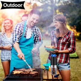 Gravity Electric Pepper Grinder Salt and Pepper Mill & Adjustable Coarseness Battery Powered with LED Light One Hand Automatic Operation
