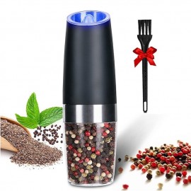 Gravity Electric Pepper Grinder Salt and Pepper Mill & Adjustable Coarseness Battery Powered with LED Light One Hand Automatic Operation
