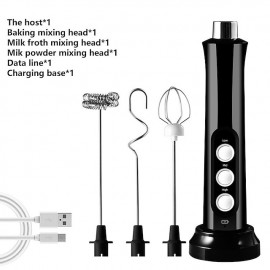 3 In 1 Portable Rechargeable Electric Milk Frother Foam Maker Handheld Foamer High Speeds Drink Mixer Coffee Frothing Wand
