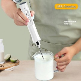 3 In 1 Portable Rechargeable Electric Milk Frother Foam Maker Handheld Foamer High Speeds Drink Mixer Coffee Frothing Wand
