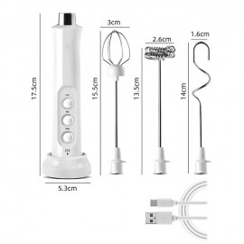3 In 1 Portable Rechargeable Electric Milk Frother Foam Maker Handheld Foamer High Speeds Drink Mixer Coffee Frothing Wand
