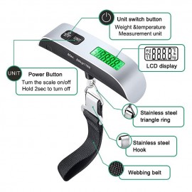 Portable LCD Digital Luggage Weight Scales Hanging Suitcase Baggage Travel Scale with Belt for Electronic Weight Tool 50kg/110lb
