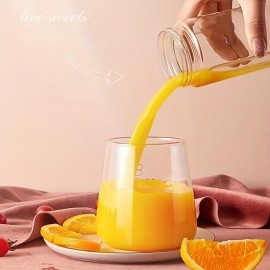 Multifunctional Household Portable Travel Fully Automatic Juice Cup Juicer, Easy To Clean, Small Fruit Extractor, Baby Food Supplement Machine, Student Handheld USB Charging Mini Juice Machine, One-button Slug Cap, 500ML High Borosilicate Glass Cup
