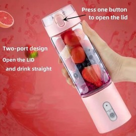 Multifunctional Household Portable Travel Fully Automatic Juice Cup Juicer, Easy To Clean, Small Fruit Extractor, Baby Food Supplement Machine, Student Handheld USB Charging Mini Juice Machine, One-button Slug Cap, 500ML High Borosilicate Glass Cup
