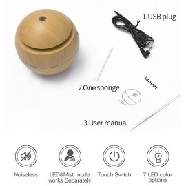 Essential oil diffuser with aroma USB ultrasonic humidifier for home aroma diffuser steam diffuser 7-color LED light 130 ML office
