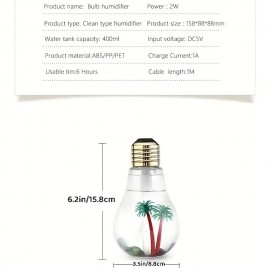 1pc 400ml Colorful Bubble Lamp Portable Mini Humidifier - Small Cool Mist USB Personal Desktop Humidifier for Bedroom Travel Office and Home
