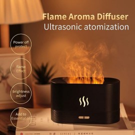 Upgraded Flame Diffuser 180ml Aromatherapy Oil Diffuser Ultrasonic Cool Mist Diffuser with Waterless Auto Shut-Off Protection,RGB Color Flame Lights for Home Office
