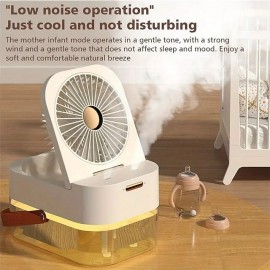 1pc Large Capacity Humidifier Humidifier Spray Electric Fan Air Cooler 3 Modes Speed Adjustable Cooling Portable Table Fan With Night Light Summer Small Appliance Bedroom Accessories

