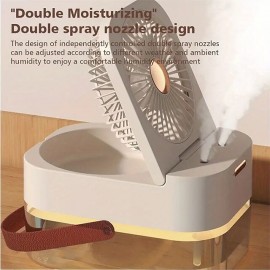 1pc Large Capacity Humidifier Humidifier Spray Electric Fan Air Cooler 3 Modes Speed Adjustable Cooling Portable Table Fan With Night Light Summer Small Appliance Bedroom Accessories
