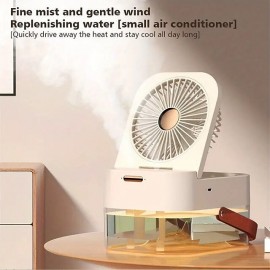 1pc Large Capacity Humidifier Humidifier Spray Electric Fan Air Cooler 3 Modes Speed Adjustable Cooling Portable Table Fan With Night Light Summer Small Appliance Bedroom Accessories
