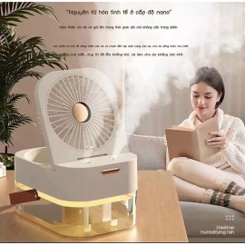 1pc Large Capacity Humidifier Humidifier Spray Electric Fan Air Cooler 3 Modes Speed Adjustable Cooling Portable Table Fan With Night Light Summer Small Appliance Bedroom Accessories
