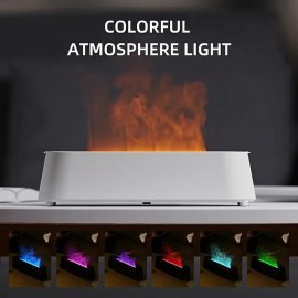 Creative 3D Simulation Flame Air Humidifier Household Colorful Atmosphere Light Intelligent Remote Control Humidifier USB Desktop Silent Large Fog Volume Humidifier Home Decor Room Decor
