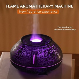 Crackle Paint Flame Aroma Diffuser Simulation Flame Air Humidifier Cool Mist Humidifier Quiet Ultrasonic Humidifiers For Bedroom Home School Dorm Cute Aesthetic Stuff Home Decor Room Decor
