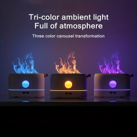 3D Flame Humidifier Portable Silent Aromatherapy Essential Oil Diffuser With Flame Night Light For Home Office Kids Bedroom 250ml Cool Mist Humidifie
