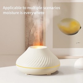 Volcano Air Humidifier Aroma Diffuser Essential Oil Lamp 130ml USB Portable Air Humidifier with 7 Colors Flame Night Light
