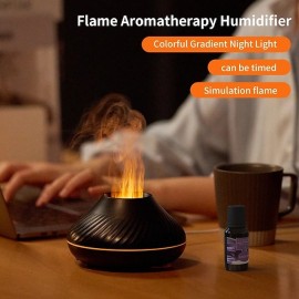 Volcano Air Humidifier Aroma Diffuser Essential Oil Lamp 130ml USB Portable Air Humidifier with 7 Colors Flame Night Light
