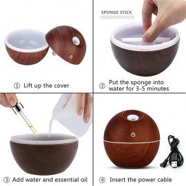 USB Wood Grain Essential Oil Diffuser Ultrasonic Humidifier Household Aroma Diffuser Aromatherapy Mist Maker with LED Colorful Gradient Humidifier
