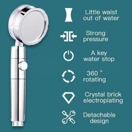 High Pressure Shower Head Water Saving Hand-held Spray Nozzle Turbocharged Shower Head With Small Fan Bathroom Supplies
