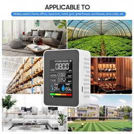 Multifunctional 5in1 CO2 Meter Digital Temperature Humidity Tester Carbon Dioxide TVOC HCHO Detector Air Quality Monitor
