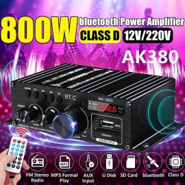 AK35 Home Amplifier 2 Channel Device Bluetooth 800 Surround Sound FM USB Remote Control Mini Digital HIFI Stereo Amplifier 5.0 W
