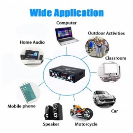 AK35 Home Amplifier 2 Channel Device Bluetooth 800 Surround Sound FM USB Remote Control Mini Digital HIFI Stereo Amplifier 5.0 W
