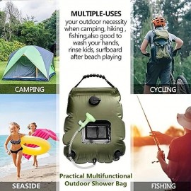 20L Water Bags Outdoor Camping Hiking Solar Shower Bag Heating Camping Shower Climbing Hydration Bag Hose Switchable Shower Head
