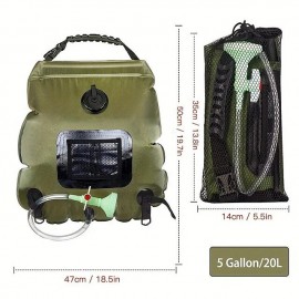 20L Water Bags Outdoor Camping Hiking Solar Shower Bag Heating Camping Shower Climbing Hydration Bag Hose Switchable Shower Head
