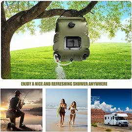 20L Water Bags Outdoor Camping Hiking Solar Shower Bag Heating Camping Shower Climbing Hydration Bag Hose Switchable Shower Head
