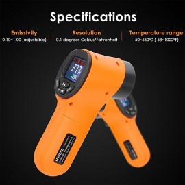 1PC Non-Contact Infrared Kitchen Thermometer Handheld Digital Infrared Thermometer IR Laser Thermometer -5050/550 Industrial Thermometer Meter Pyrometer(without Battery)
