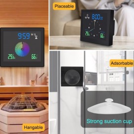 Creative Waterproof Silent Clock Bathroom Electronic Wall Clock Temperature Humidity Chronometer With Suction Cup Kitchen Moisture-Proof Timer
