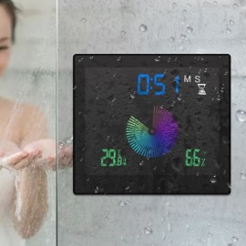 Creative Waterproof Silent Clock Bathroom Electronic Wall Clock Temperature Humidity Chronometer With Suction Cup Kitchen Moisture-Proof Timer
