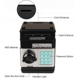 Piggy Bank, Electronic ATM Password Cash Coin Can Auto Scroll Paper Money Saving Box Toy Gift for Kids
