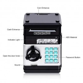Piggy Bank, Electronic ATM Password Cash Coin Can Auto Scroll Paper Money Saving Box Toy Gift for Kids
