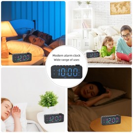 1pc Dynamic RGB Color Changing FM Radio Digital Alarm Clock with Sleep Timer and Dual Alarm - 8 Colors 12/24H Electronic LED Clock
