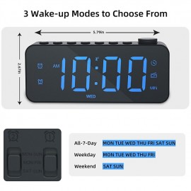 1pc Dynamic RGB Color Changing FM Radio Digital Alarm Clock with Sleep Timer and Dual Alarm - 8 Colors 12/24H Electronic LED Clock
