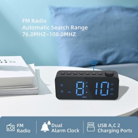 1pc Dynamic RGB Color Changing FM Radio Digital Alarm Clock with Sleep Timer and Dual Alarm - 8 Colors 12/24H Electronic LED Clock
