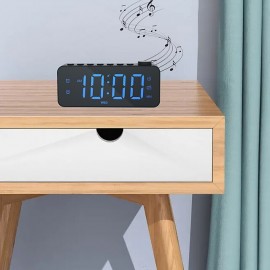 1pc Dynamic RGB Color Changing FM Radio Digital Alarm Clock with Sleep Timer and Dual Alarm - 8 Colors 12/24H Electronic LED Clock
