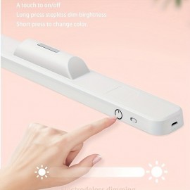 Rechargeable LED Magnetic Reading Light, Desk Lamp 3 Color Modes Stepless Dimming Eye Protection Remote Control Table Lamp Touch Dimming Bedroom Dormitory Light
