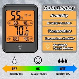 Indoor Thermometer Digital Hygrometer Room Thermometer Humidity Monitor With Backlight Thermometer For Room Temperature Room Indoor Thermometer Humidity Meter Temperature Humidity Monitor Battery
