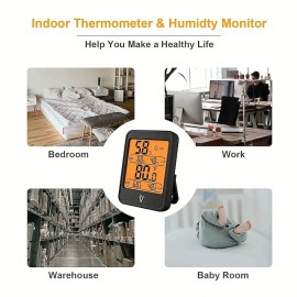 Indoor Thermometer Digital Hygrometer Room Thermometer Humidity Monitor With Backlight Thermometer For Room Temperature Room Indoor Thermometer Humidity Meter Temperature Humidity Monitor Battery
