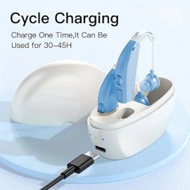 Noise Reduction Sound Amplifier With Charge Case Type-C Port BTE Hearing Aid Rechargeable For Deafness
